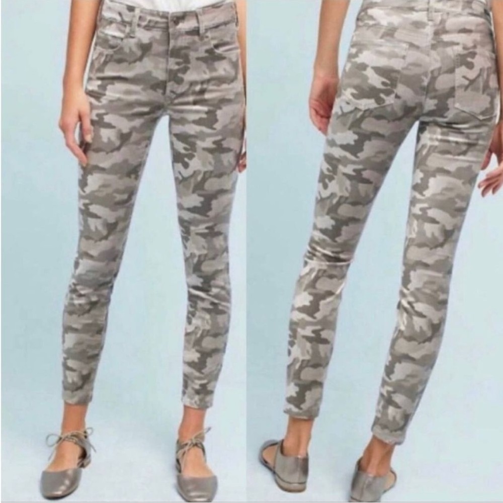 Pilcro and the Letterpress High Rise Skinny Camouflage Velvet Pants Jeans